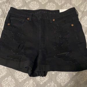 black distressed shorts